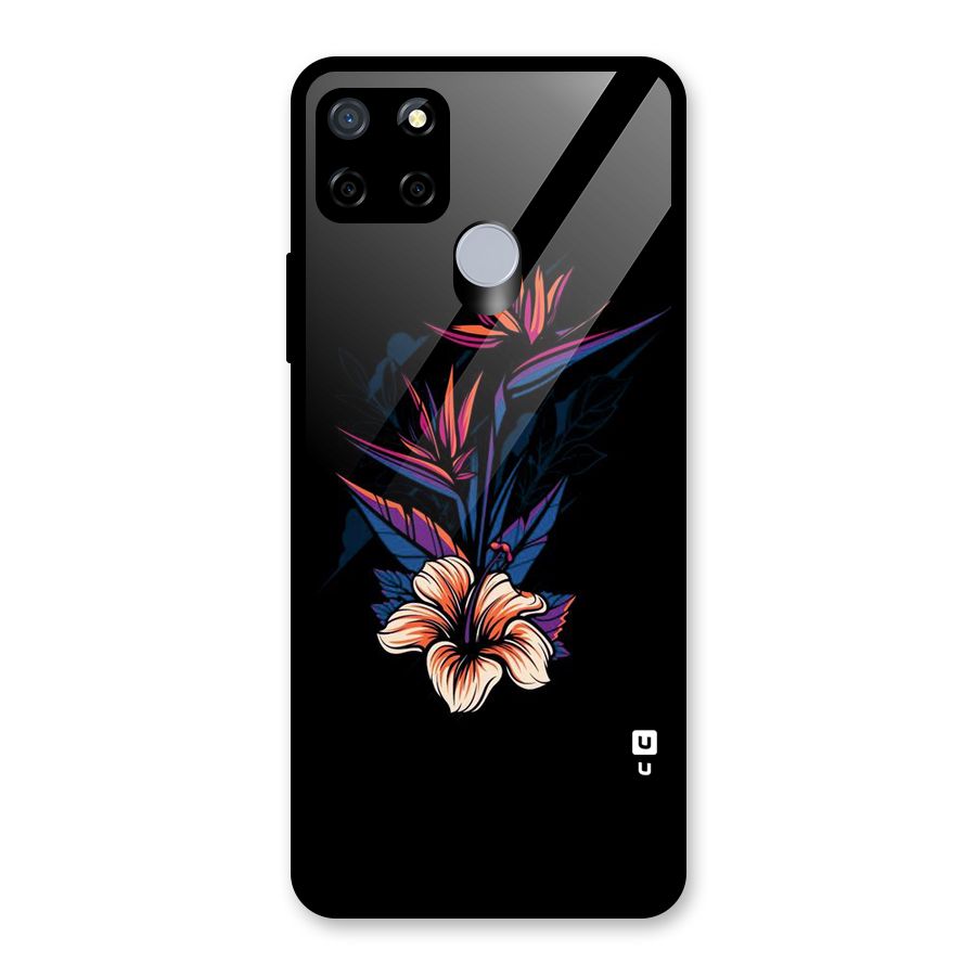 Single Painted Flower Glass Back Case for Realme Narzo 20