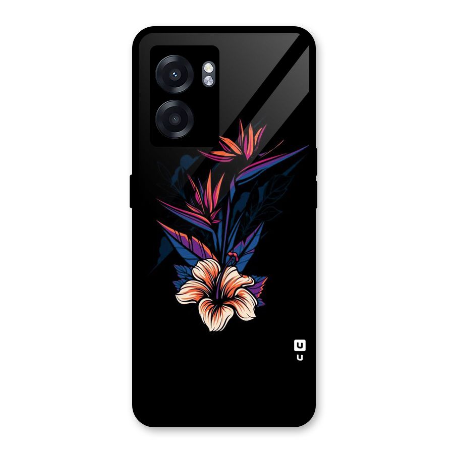 Single Painted Flower Glass Back Case for Realme Narzo 50 5G