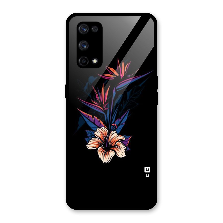 Single Painted Flower Glass Back Case for Realme X7 Pro