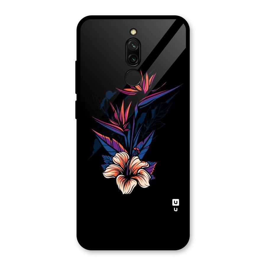 Single Painted Flower Glass Back Case for Redmi 8