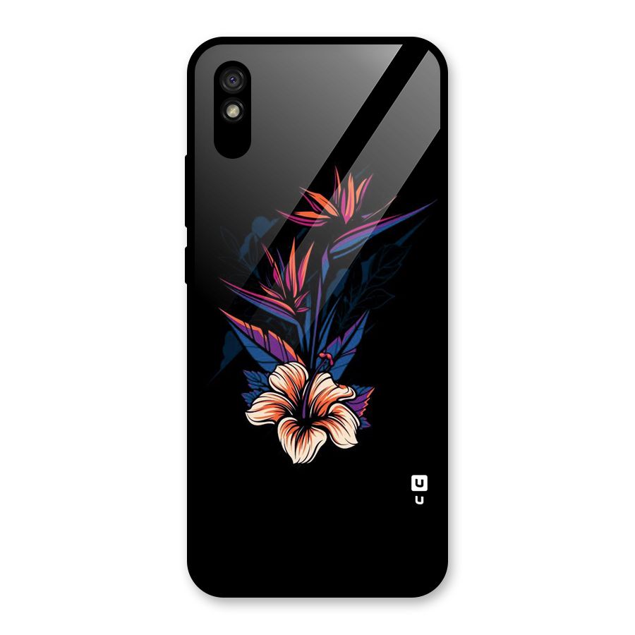 Single Painted Flower Glass Back Case for Redmi 9A