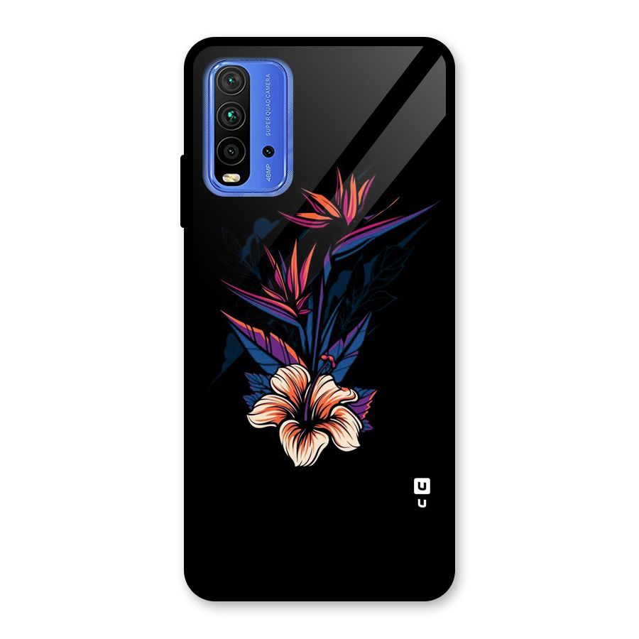 Single Painted Flower Glass Back Case for Redmi 9 Power