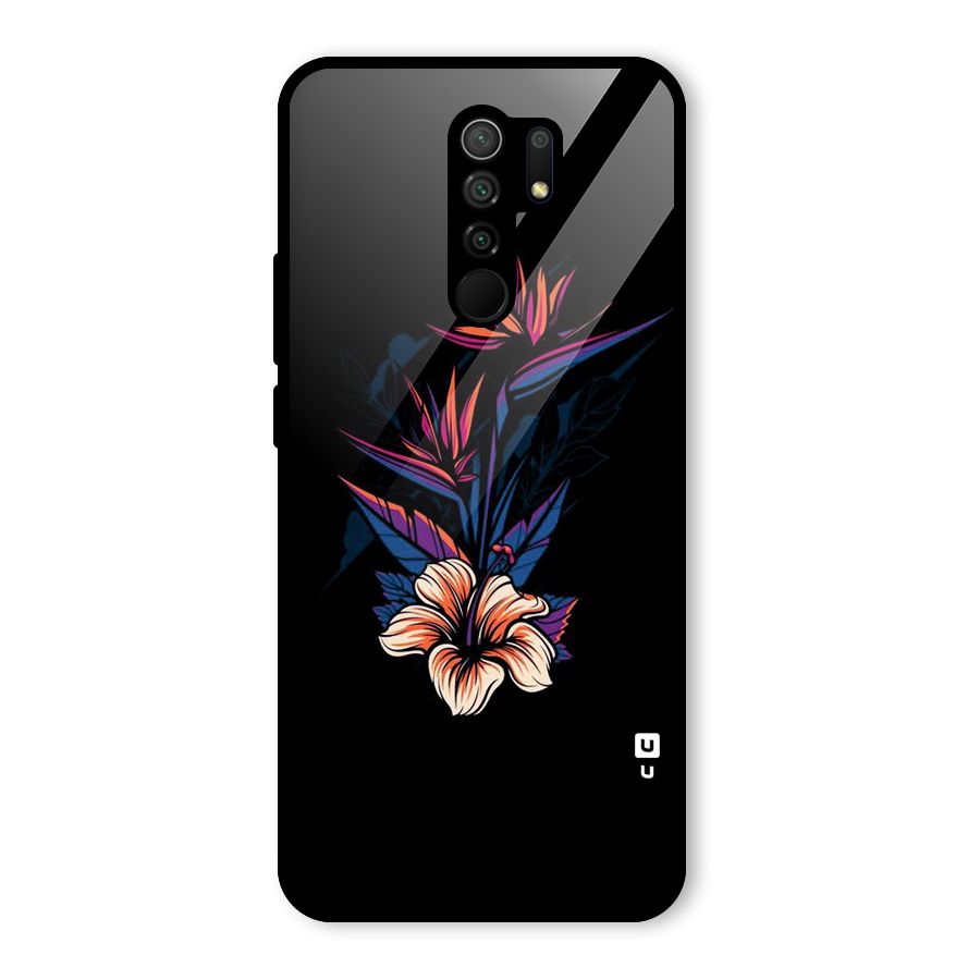 Single Painted Flower Glass Back Case for Redmi 9 Prime