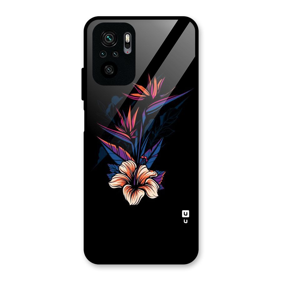 Single Painted Flower Glass Back Case for Redmi Note 10S