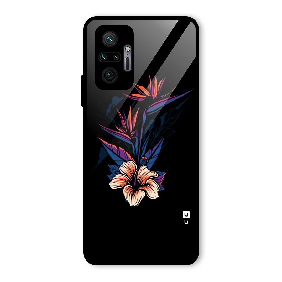 Single Painted Flower Glass Back Case for Redmi Note 10 Pro