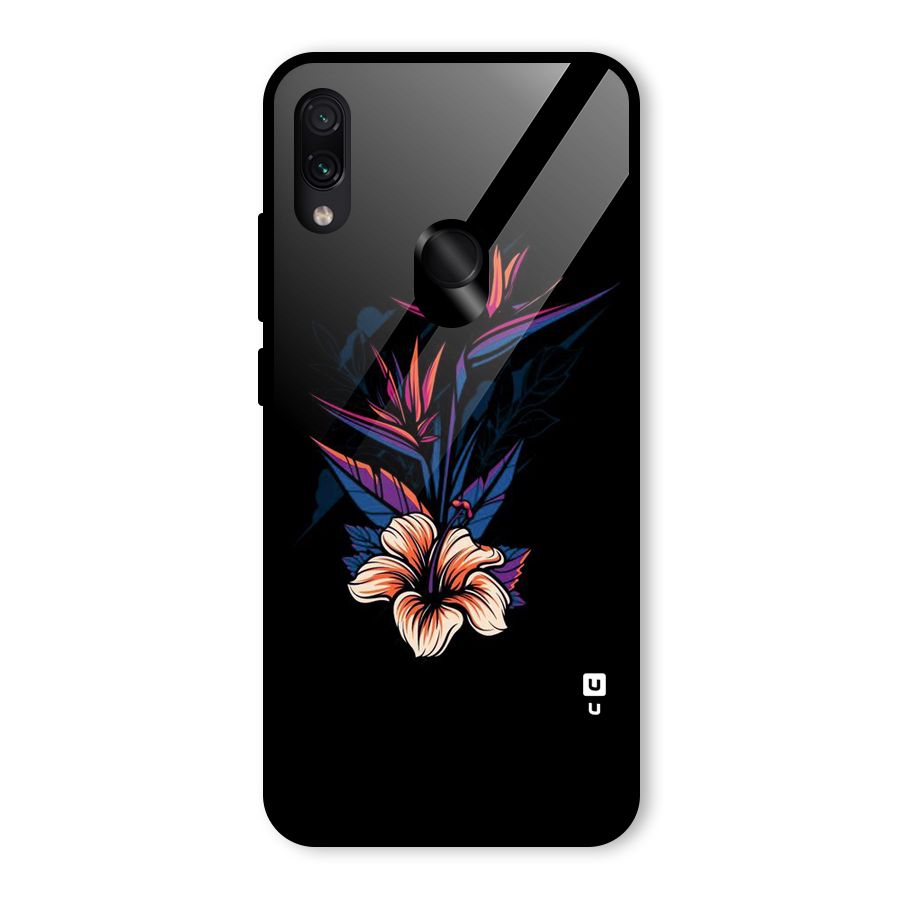 Single Painted Flower Glass Back Case for Redmi Note 7