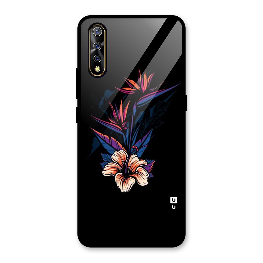 Single Painted Flower Glass Back Case for Vivo S1