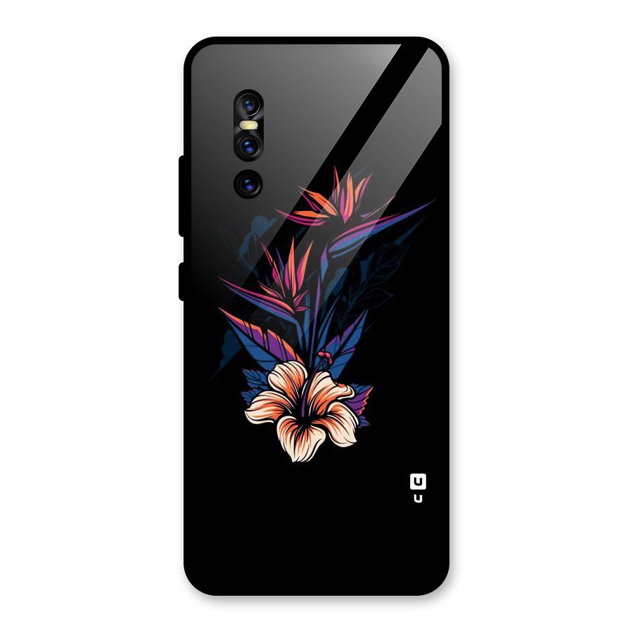 Single Painted Flower Glass Back Case for Vivo V15 Pro
