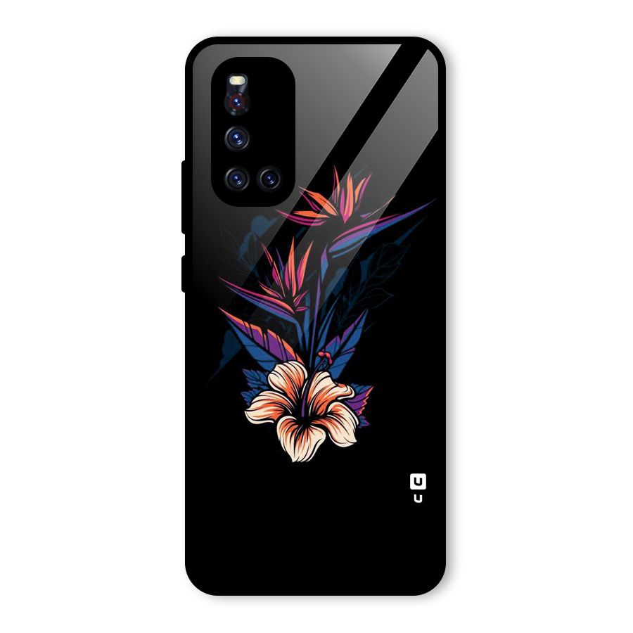Single Painted Flower Glass Back Case for Vivo V19