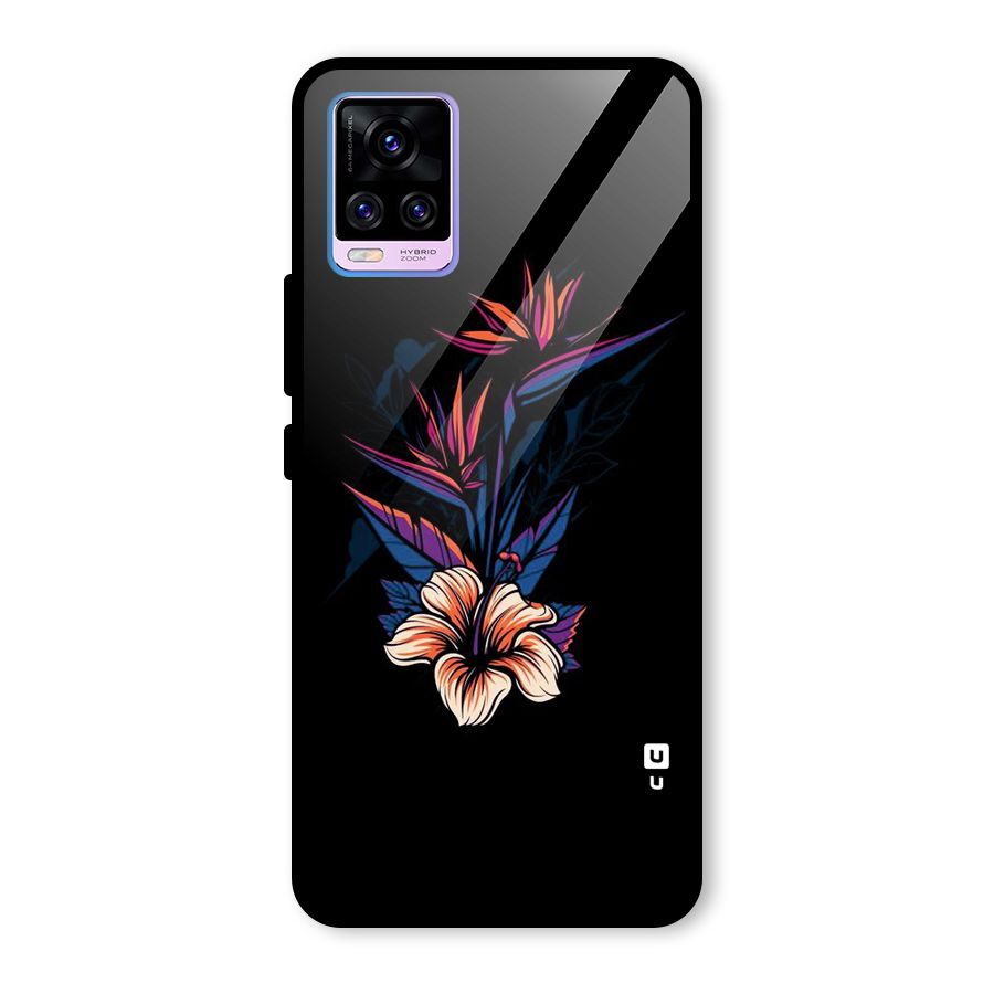 Single Painted Flower Glass Back Case for Vivo V20 Pro