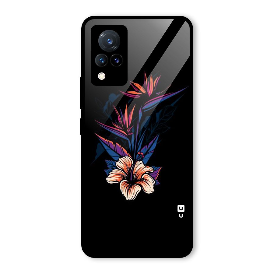 Single Painted Flower Glass Back Case for Vivo V21 5G