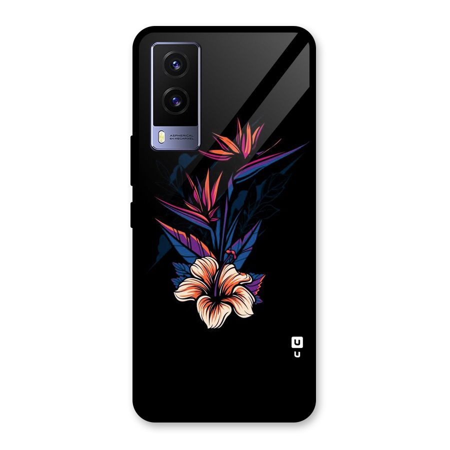 Single Painted Flower Glass Back Case for Vivo V21e 5G