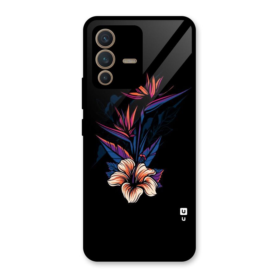 Single Painted Flower Glass Back Case for Vivo V23 5G
