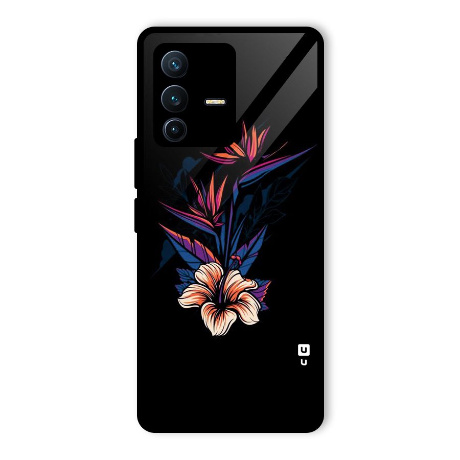 Single Painted Flower Glass Back Case for Vivo V23 Pro