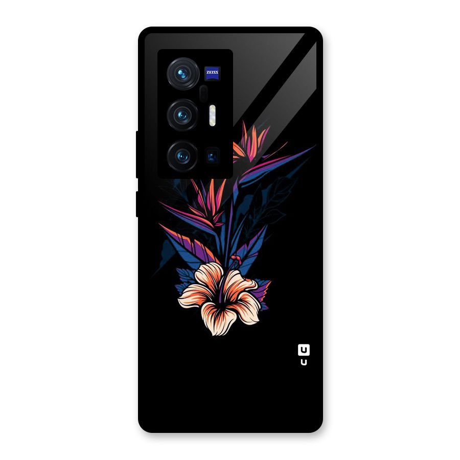 Single Painted Flower Glass Back Case for Vivo X70 Pro Plus