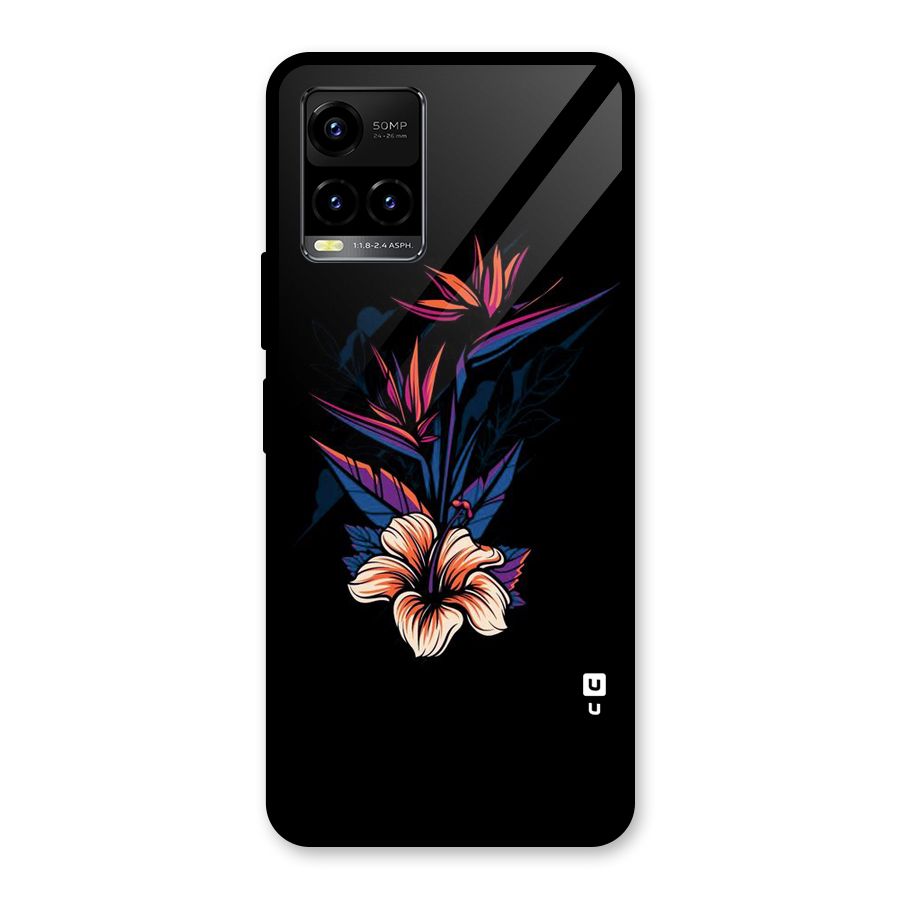 Single Painted Flower Glass Back Case for Vivo Y21A