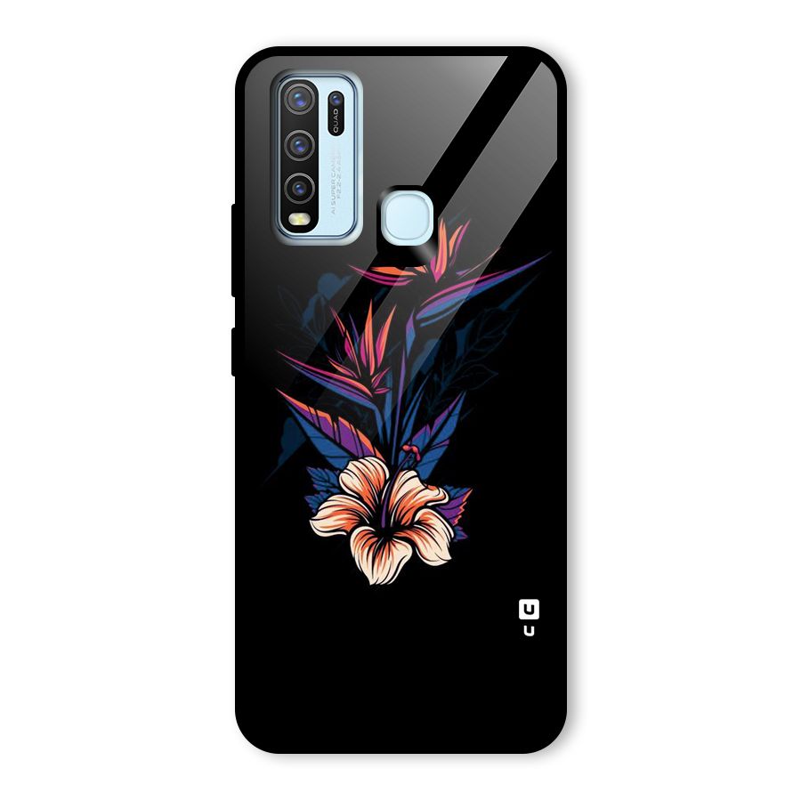 Single Painted Flower Glass Back Case for Vivo Y50
