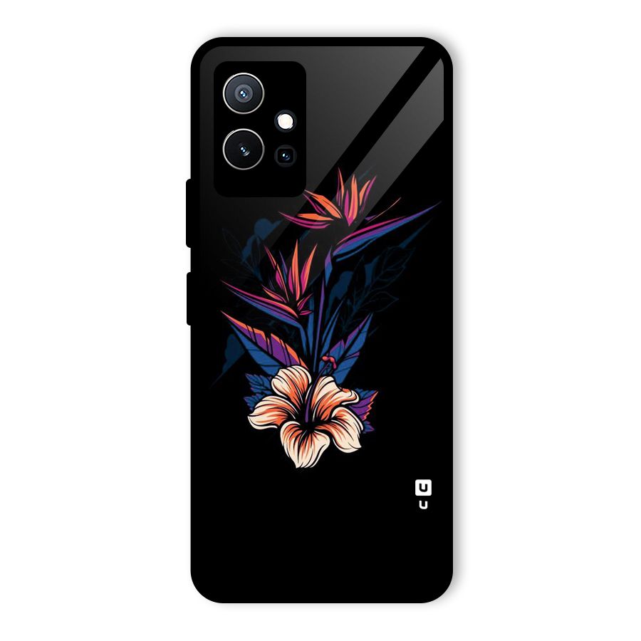 Single Painted Flower Glass Back Case for Vivo Y75 5G