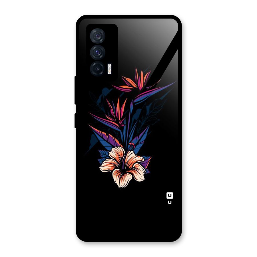 Single Painted Flower Glass Back Case for Vivo iQOO 7 5G