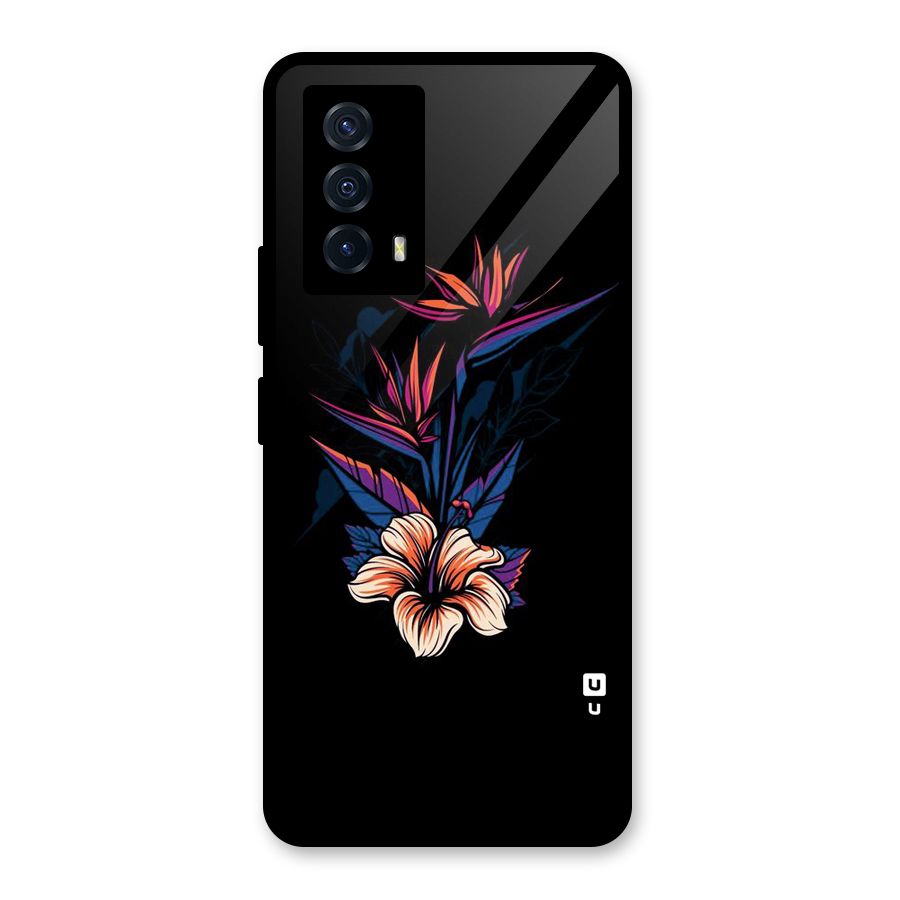 Single Painted Flower Glass Back Case for Vivo iQOO Z5