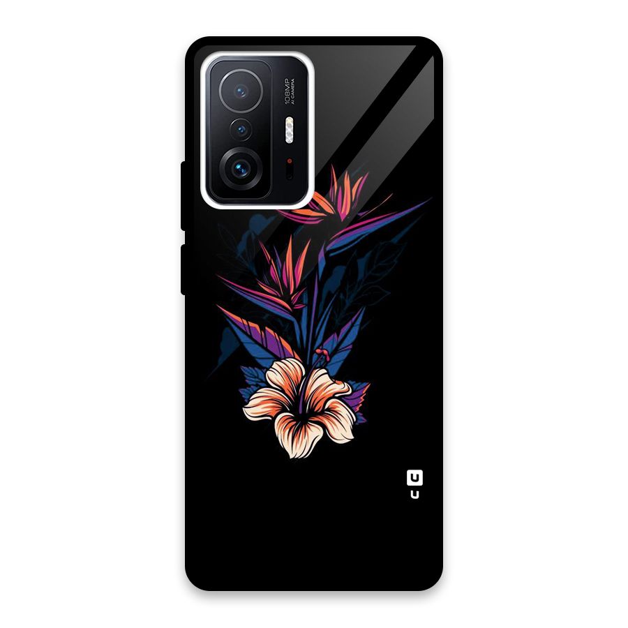 Single Painted Flower Glass Back Case for Xiaomi 11T Pro