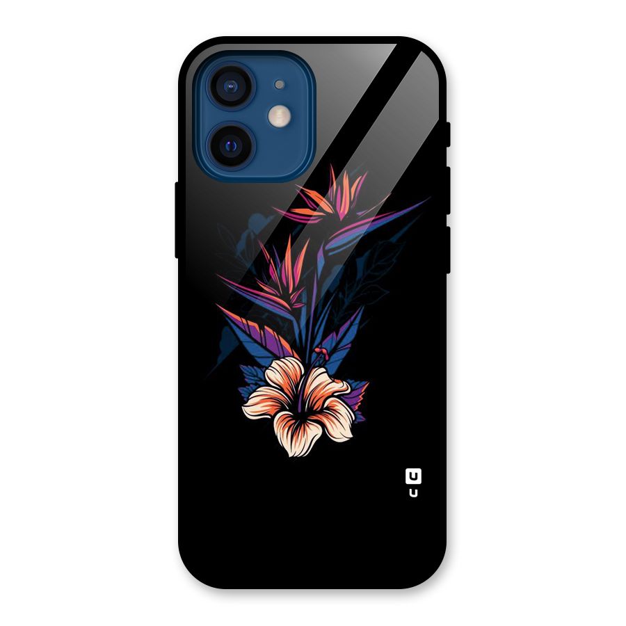 Single Painted Flower Glass Back Case for iPhone 12 Mini