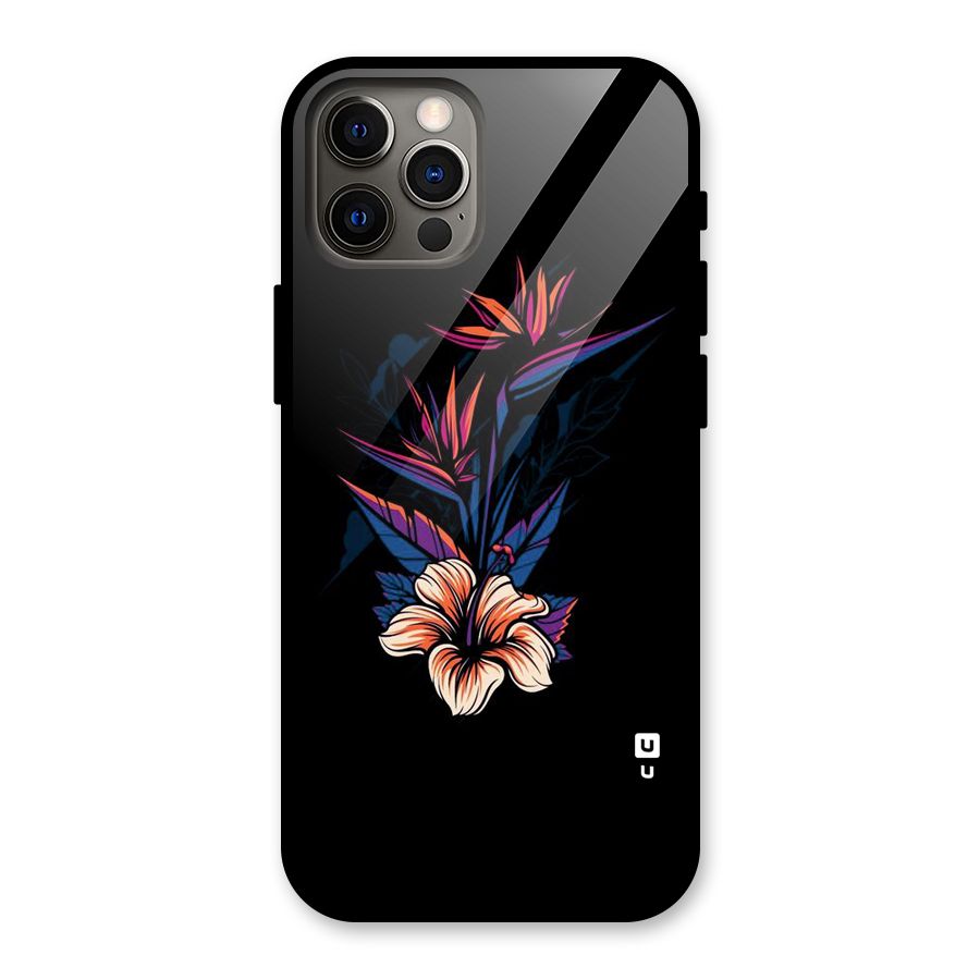 Single Painted Flower Glass Back Case for iPhone 12 Pro