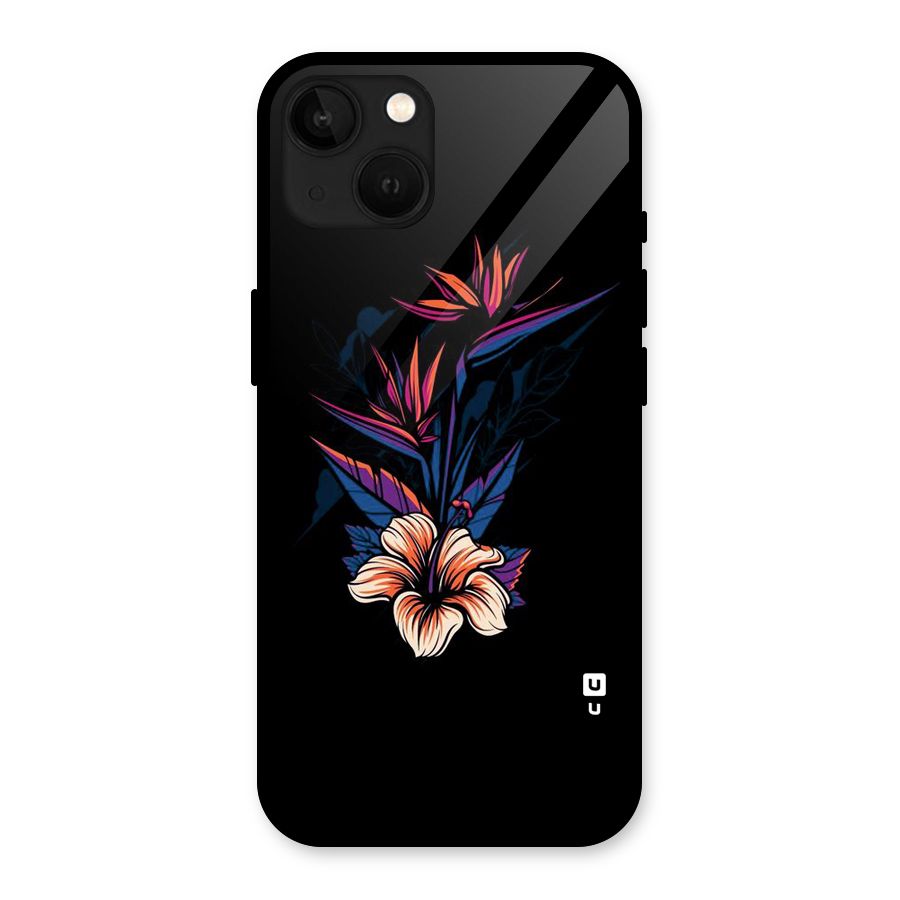 Single Painted Flower Glass Back Case for iPhone 13