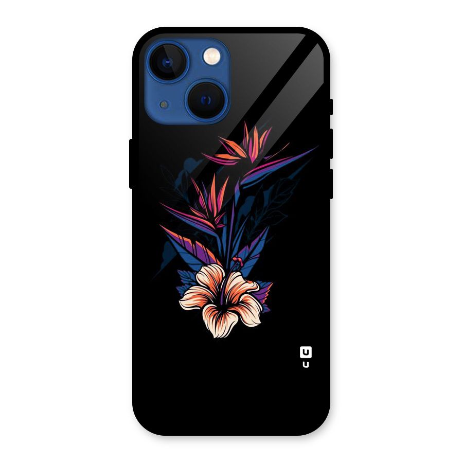 Single Painted Flower Glass Back Case for iPhone 13 Mini