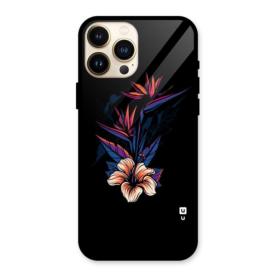 Single Painted Flower Glass Back Case for iPhone 13 Pro Max