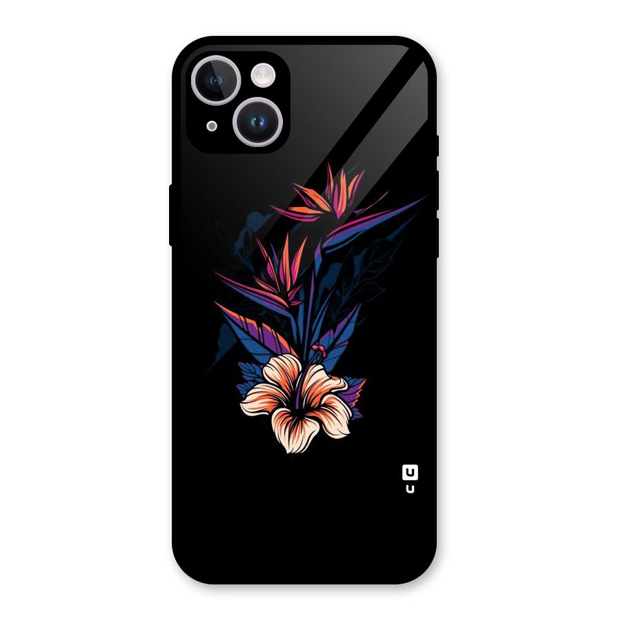 Single Painted Flower Glass Back Case for iPhone 14 Plus