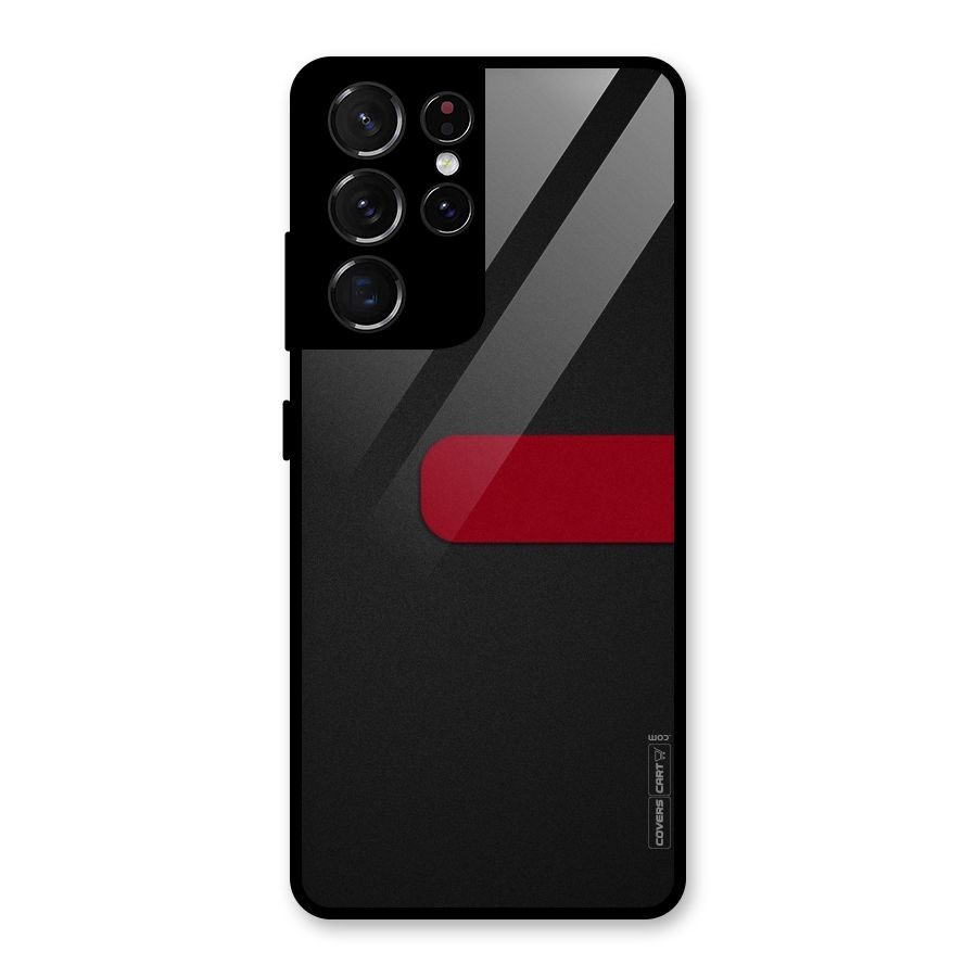 Single Red Stripe Glass Back Case for Galaxy S21 Ultra 5G