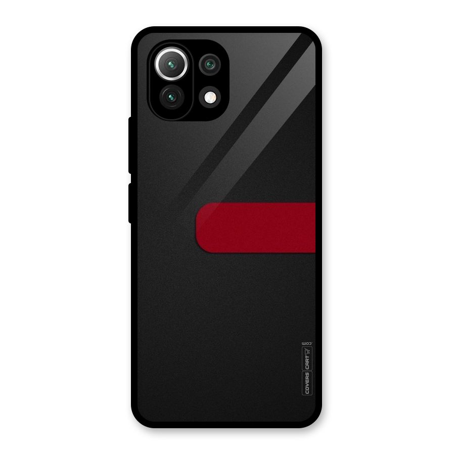 Single Red Stripe Glass Back Case for Mi 11 Lite