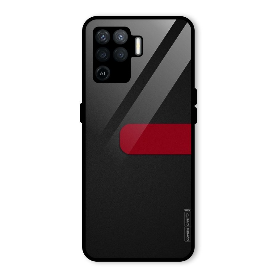 Single Red Stripe Glass Back Case for Oppo F19 Pro