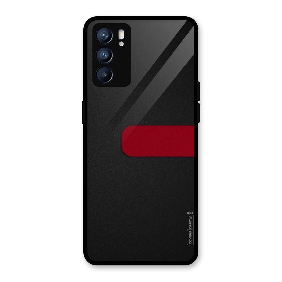 Single Red Stripe Glass Back Case for Oppo Reno6 5G