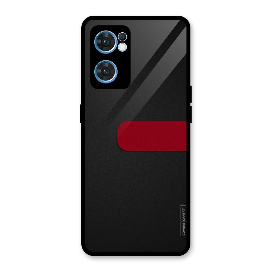 Single Red Stripe Glass Back Case for Oppo Reno7 5G