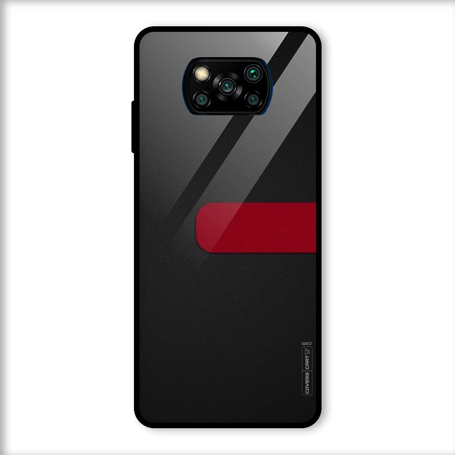 Single Red Stripe Glass Back Case for Poco X3