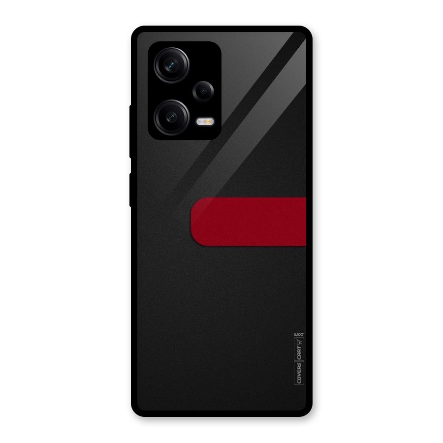 Single Red Stripe Glass Back Case for Redmi Note 12 Pro