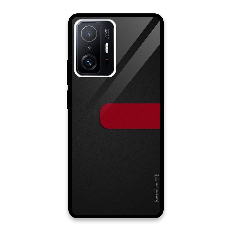 Single Red Stripe Glass Back Case for Xiaomi 11T Pro
