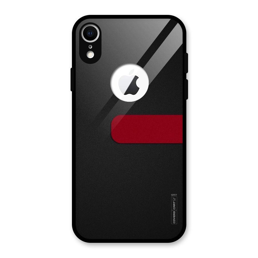 Single Red Stripe Glass Back Case for iPhone XR Logo Cut