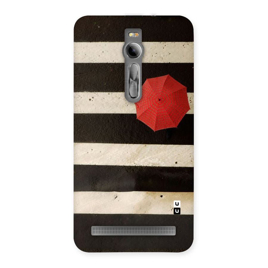Single Red Umbrella Stripes Back Case for Asus Zenfone 2