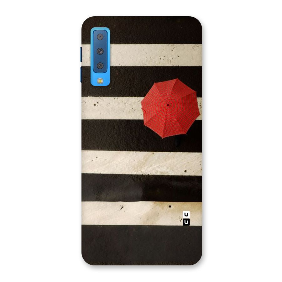 Single Red Umbrella Stripes Back Case for Galaxy A7 (2018)