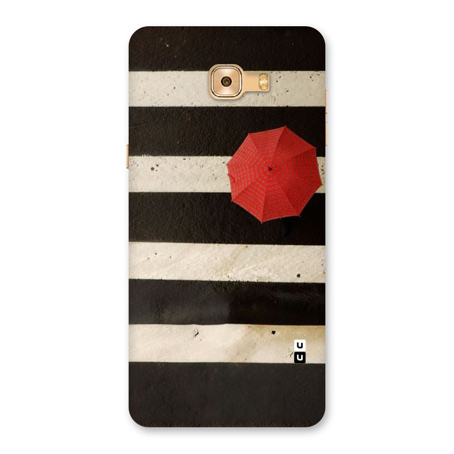Single Red Umbrella Stripes Back Case for Galaxy C9 Pro