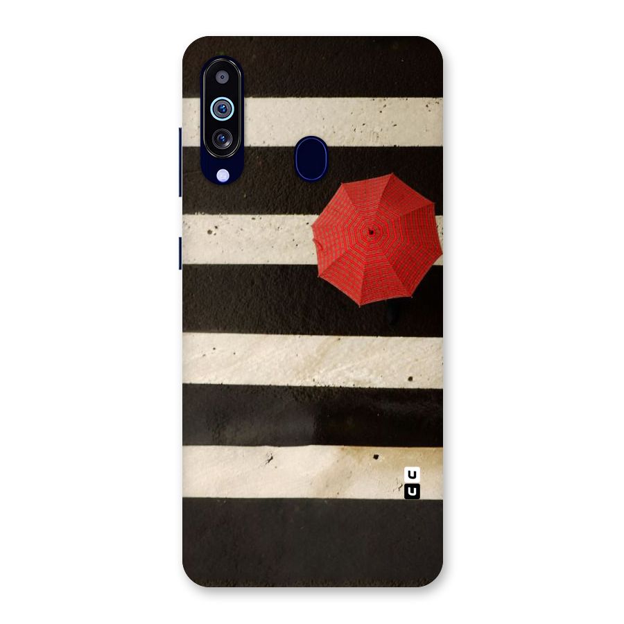 Single Red Umbrella Stripes Back Case for Galaxy M40