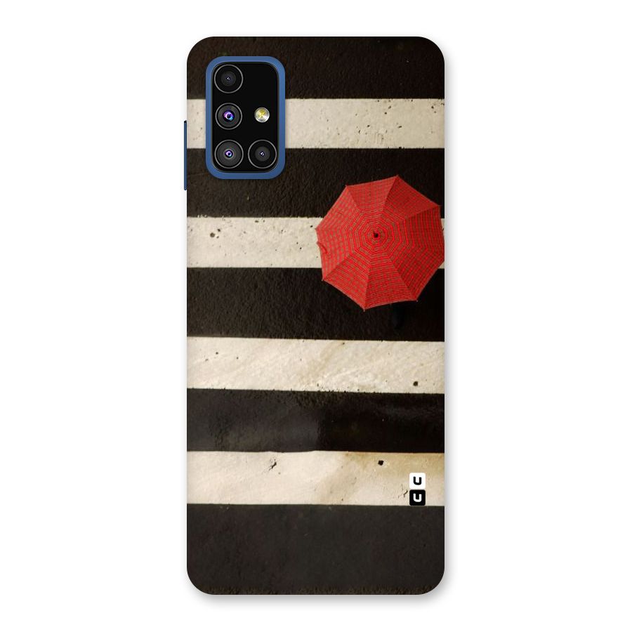 Single Red Umbrella Stripes Back Case for Galaxy M51