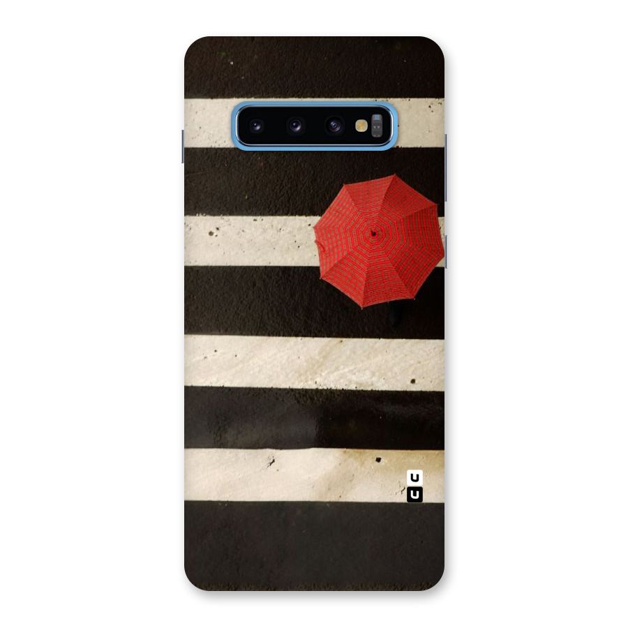 Single Red Umbrella Stripes Back Case for Galaxy S10 Plus