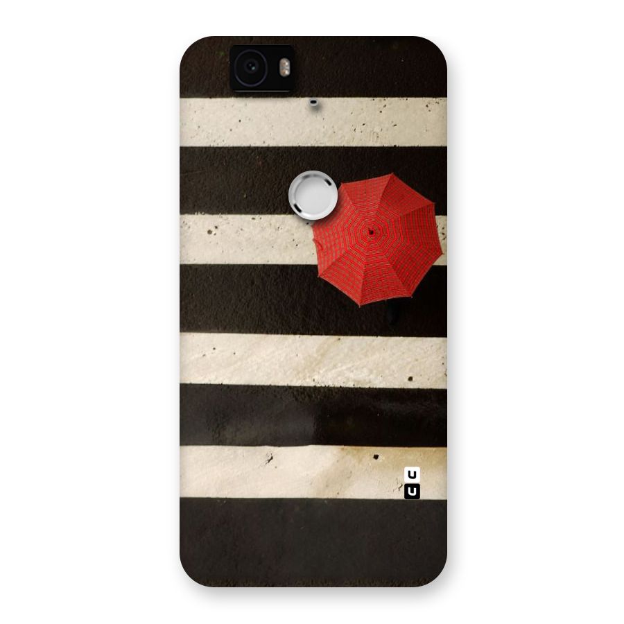 Single Red Umbrella Stripes Back Case for Google Nexus-6P