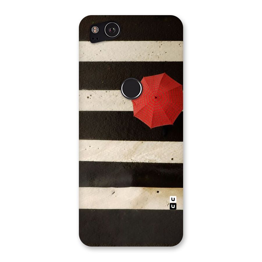 Single Red Umbrella Stripes Back Case for Google Pixel 2