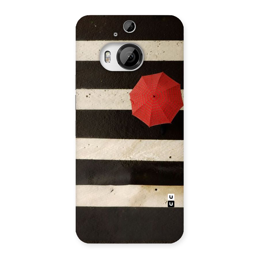 Single Red Umbrella Stripes Back Case for HTC One M9 Plus