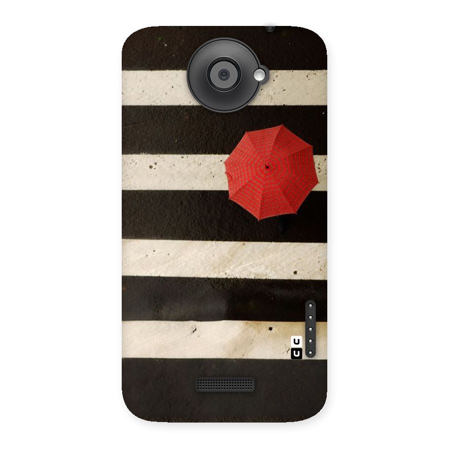 Single Red Umbrella Stripes Back Case for HTC One X